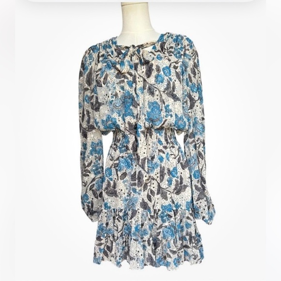 Misa Los Angeles Dress Small Floral Jaipur Smocked Boho Maximalist Ruffle - Picture 1 of 12